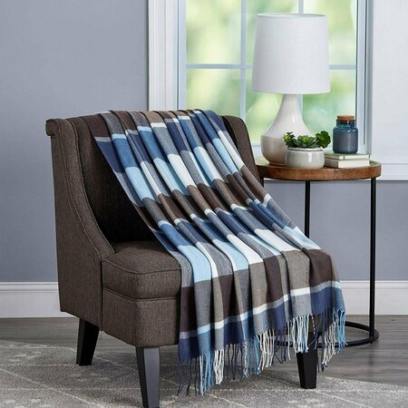 BEDFORD HOME Oversized Vintage Look Woven Acrylic Faux Cashmere-Feel Plaid Throw - Allure 66A-29249